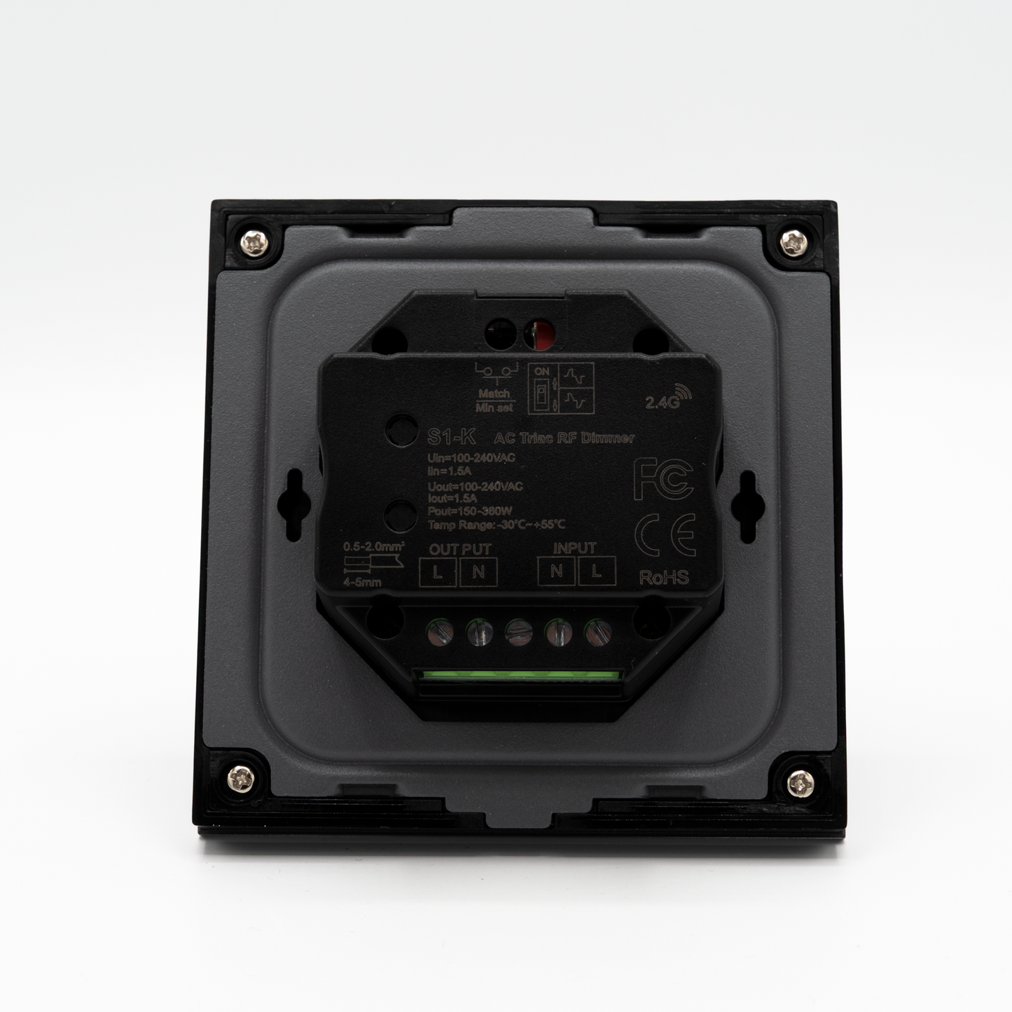 Lumenmeister TRIAC Wandschalter-Dimmer (schwarz, RF 2.4G)