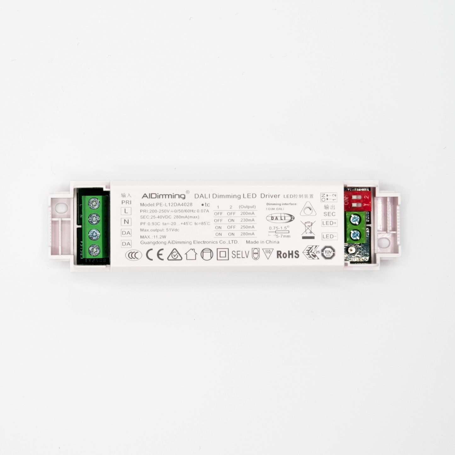 PE-L12DA – 12W DALI2 DT6 LED-Treiber (Konstantstrom, flickerfrei)