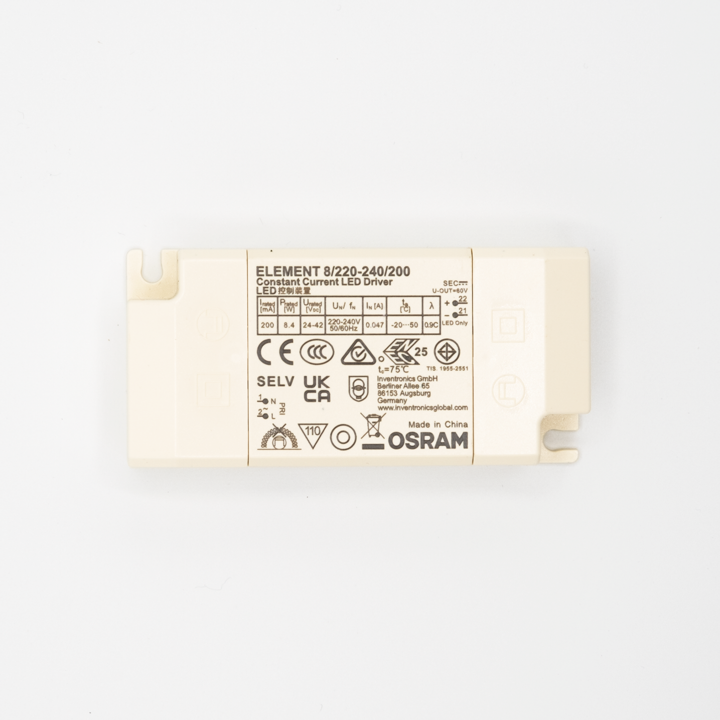 OSRAM ELEMENT 8/220-240/200 – LED-Treiber (200 mA CC)