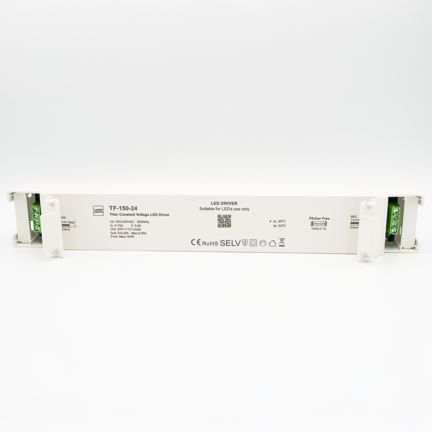 TF-150-24 – Dimmbarer LED-Treiber (150W, 24V, Triac/ELV & Push-Dim)