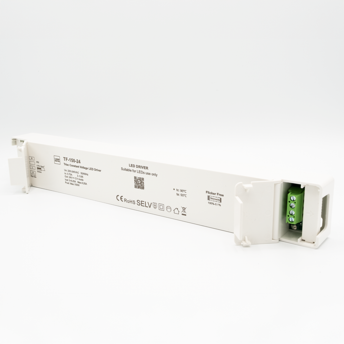 TF-150-24 – Dimmbarer LED-Treiber (150W, 24V, Triac/ELV & Push-Dim)