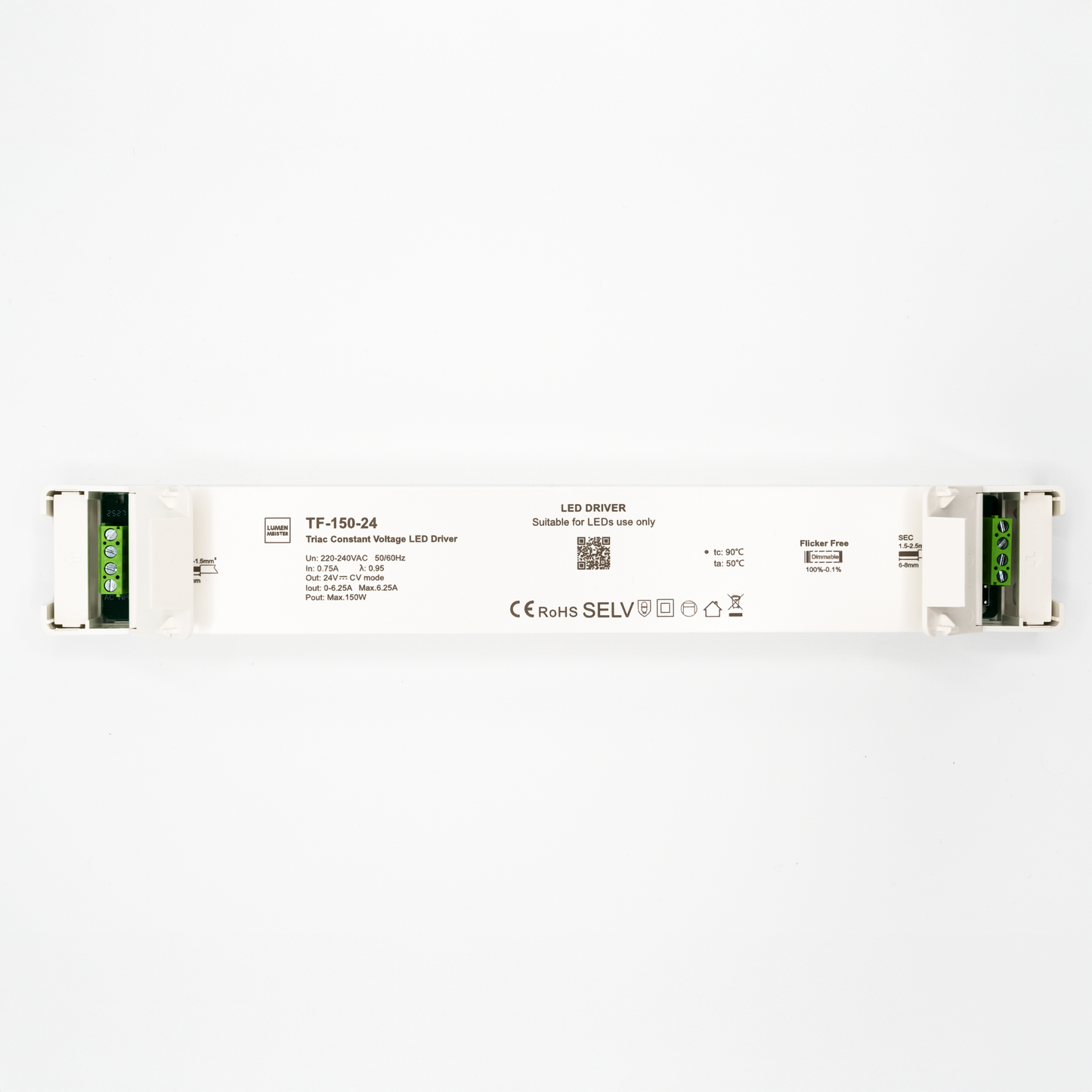 TF-150-24 – Dimmbarer LED-Treiber (150W, 24V, Triac/ELV & Push-Dim)