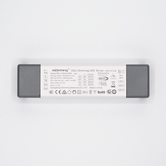 PE-L12DCA – 12W DALI2 DT8 LED-Treiber (Konstantstrom, CCT & HCL, flickerfrei) - für tunable white Spots